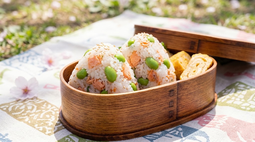 【第47話】快晴の土曜日!「鮭と枝豆の春色おにぎり」を持ってお花見へ